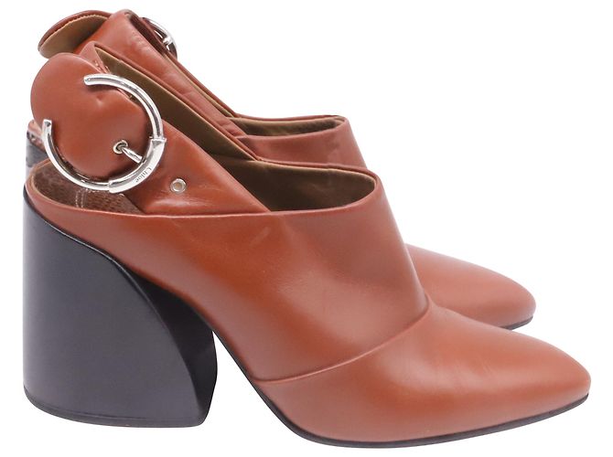 Mules Slingback Wave da Chloé em couro marrom Vermelho