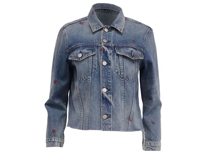 Autre Marque Chaqueta vaquera bordada Amo en algodón azul