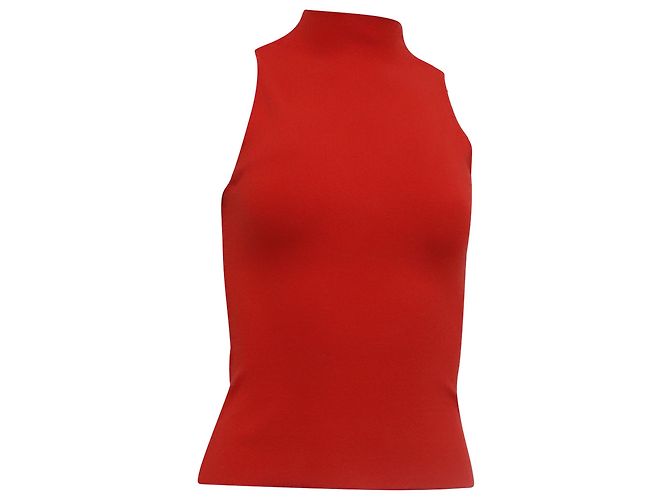 Regata de malha com gola alta Milly em viscose vermelha Vermelho