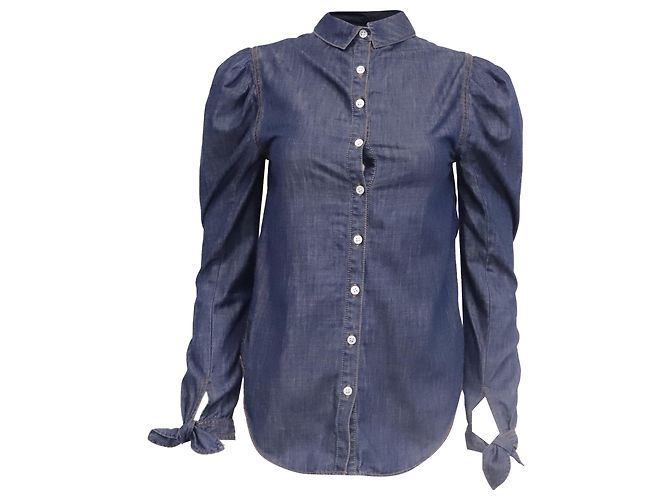 Camisa de ganga com botões Veronica Beard em algodão azul