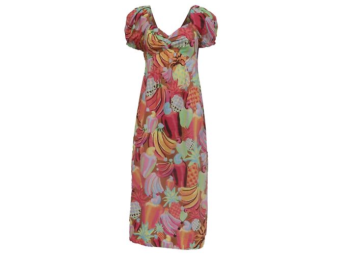Abito midi Fruit Salad Farm Rio in cotone multicolore