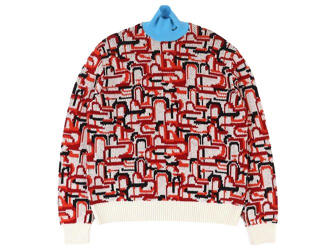 Malha Prada de gola alta em lã virgem, cashmere e algodão Vermelho Azul claro