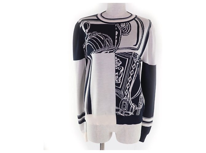 Hermès Brides de Gala Disorder Silk Knit 38 Nero Blu