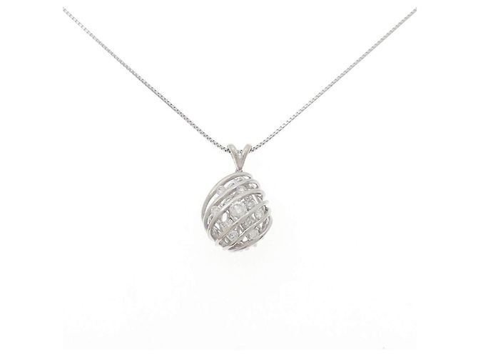 Autre Marque Diamantenhalskette PT900 PT850 Silber