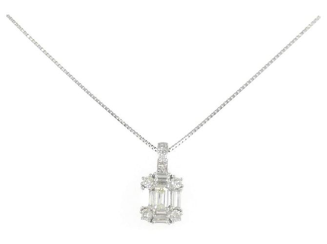 Autre Marque Colar de Diamantes Pt900 Pt850 Prata