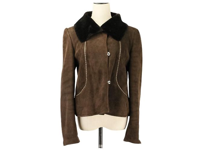Fendi Shearling Short Jacket Brown