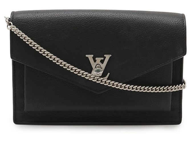 Louis Vuitton Pochette Lockme Bolsa de ombro 2way em couro de bezerro com corrente Preto