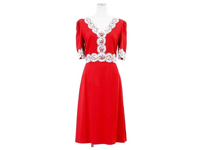 Dolce & Gabbana Vestido Dolce&Gabbana em rayon, acetato e algodão Vermelho