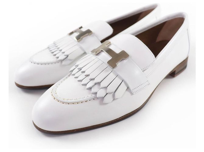 Mocassins Hermès Paris Royale35.5 en cuir Blanc