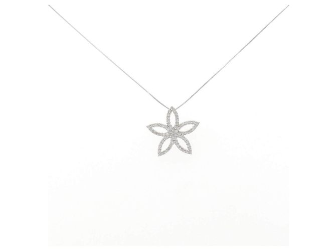 Autre Marque Collar de diamantes K14WG K10WG Plata