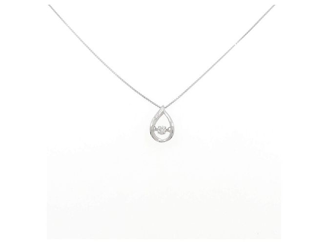 Autre Marque Collana in oro bianco K10 e diamanti Argento