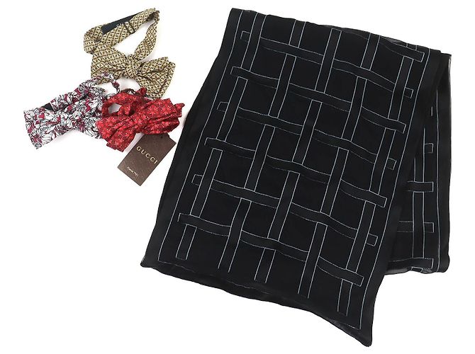 Set di 4 accessori in seta Farfalla Gucci Butterfly Marrone Nero Rosso