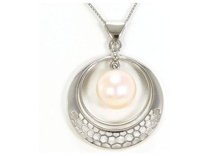 Autre Marque Collar de perlas en oro blanco Au585 Plata
