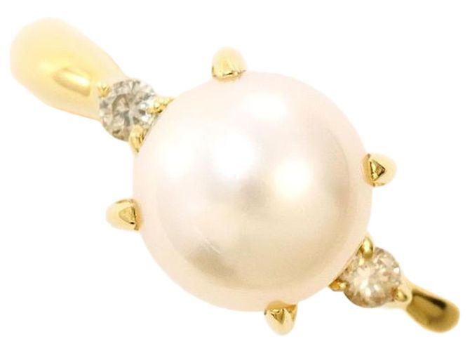 Autre Marque Anello in Perle e Diamanti Au750 D'oro