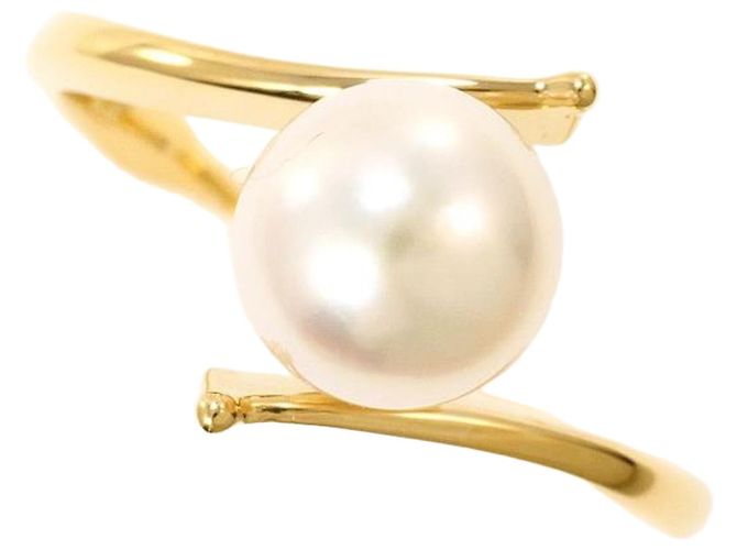 Autre Marque Anel de pérolas Au750 Dourado