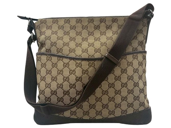Borsa a tracolla Gucci GG Canvas Leather Marrone Beige