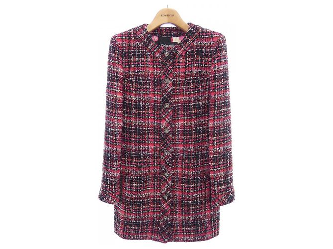 Chanel LOOK52 Coat Black Pink Red