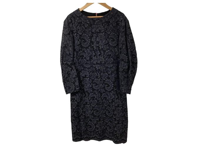 Autre Marque Drawer Spitzenkleid Schwarz