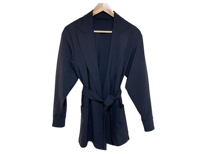 Max Mara Gürteljacket-Mantel Blau Marineblau