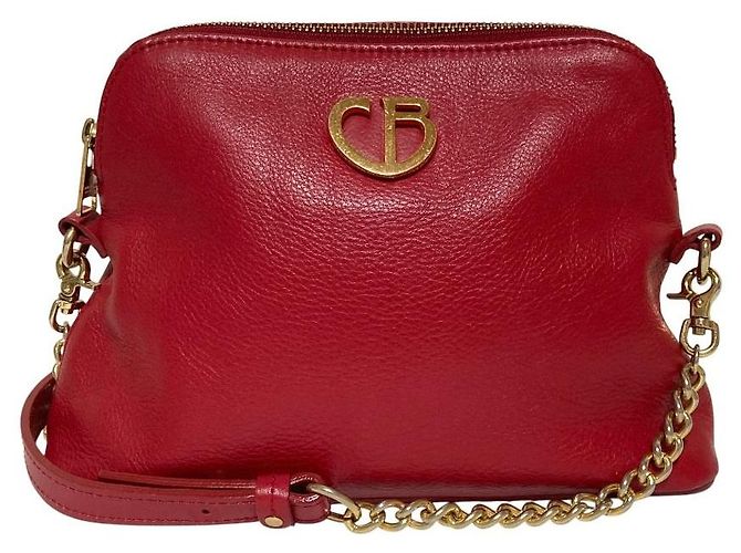 Autre Marque BLUE LABEL CRESTBRIDGE Bolso de hombro de cuero con cadena Roja