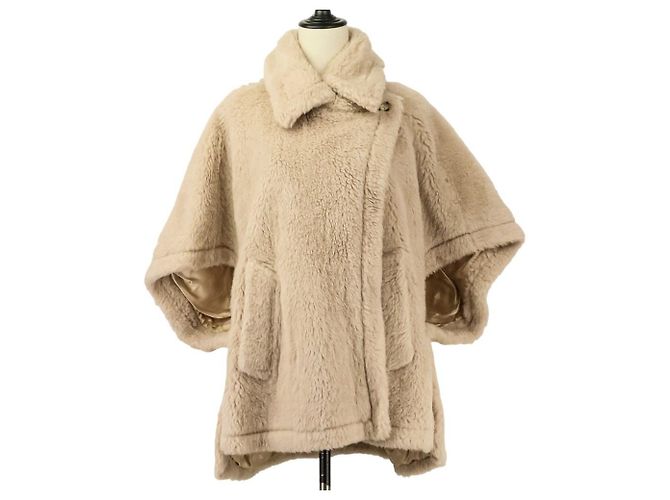 Max Mara Teddy Bear Wool Cape Beige