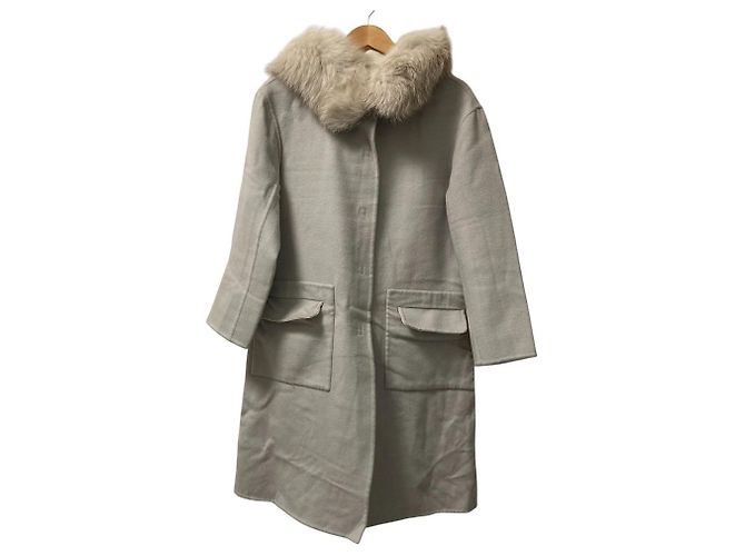 Autre Marque Casaco longo com capuz em cashmere e pele de raposa FOXEY Marrom