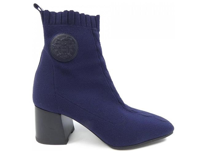 Hermès Knit Boots Blue Navy blue