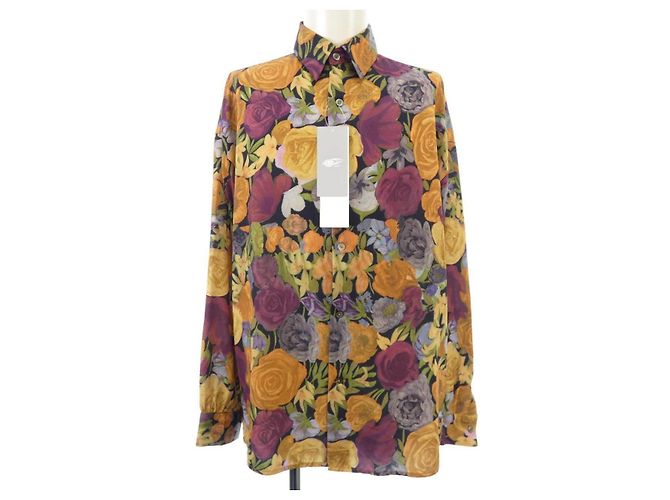 Autre Marque Camicia Vaporize Flower Nero Rosso Arancione