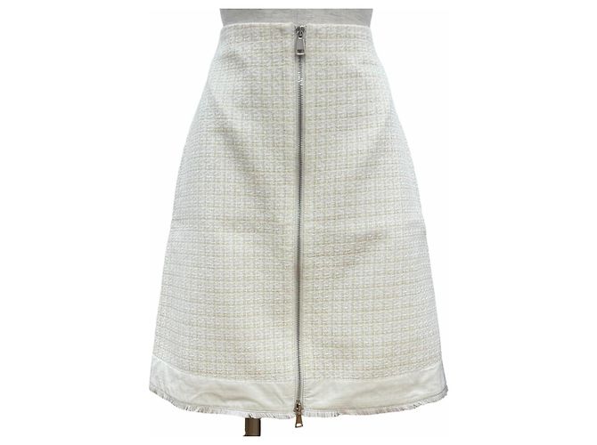 Saia de algodão tweed Moncler Branco Cru