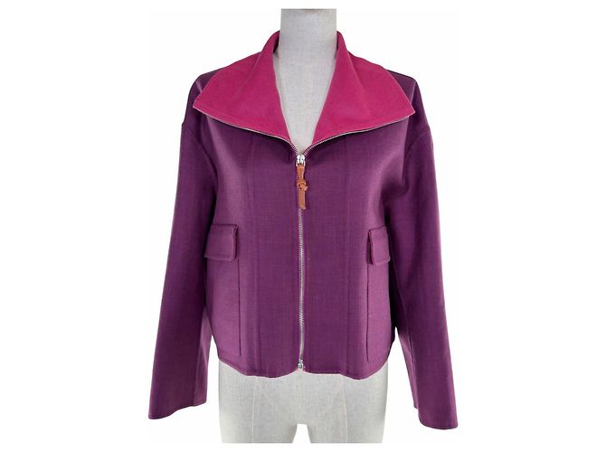 Casaco Hermès34 em cashmere, lã virgem e seda Rosa Roxo