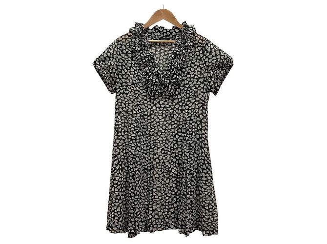 Autre Marque Ingeborg Sheer Heart Tunika-Bluse Schwarz Weiß