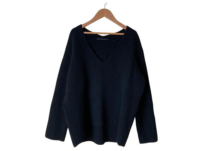 Autre Marque Pull en maille côtelée col V AP STUDIO Noir