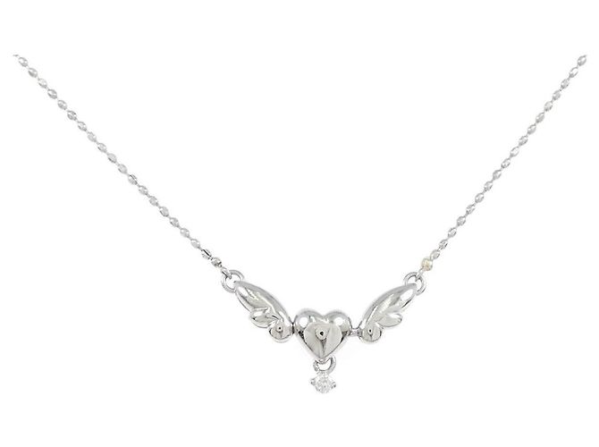 Autre Marque Platin-Diamant-Halskette Silber