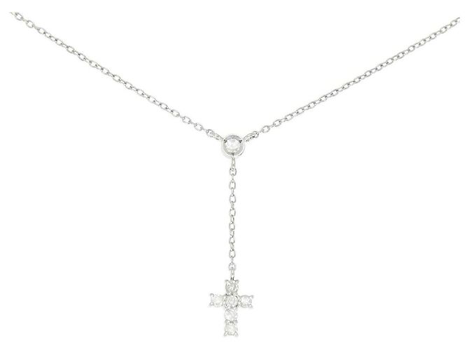 Autre Marque Collana Croce con Diamanti Pt900 Pt850 Argento