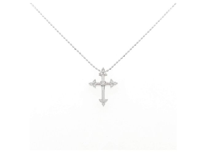 Autre Marque Collana Croce con Diamanti Au750 Argento
