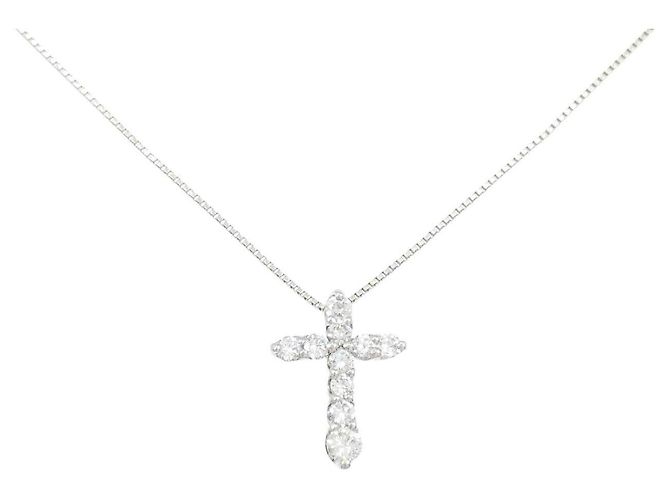 Autre Marque Collana a Croce con Diamanti Pt900 Pt850 Argento