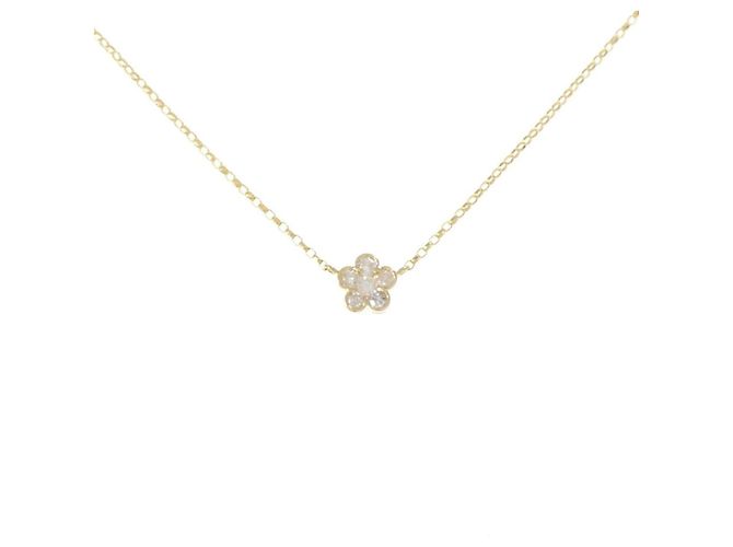 Autre Marque Colar Au750 Flor e Diamantes Dourado