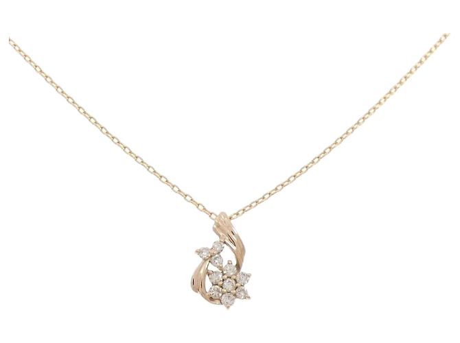 Autre Marque Colar Au750 Flor e Diamantes Rosa
