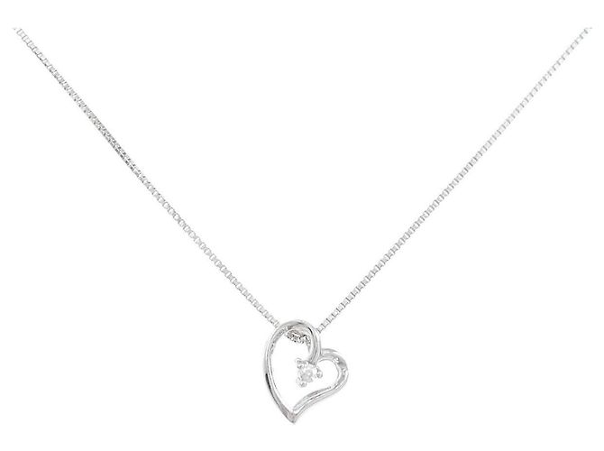 Autre Marque Collana Cuore con Diamanti Au750 Argento