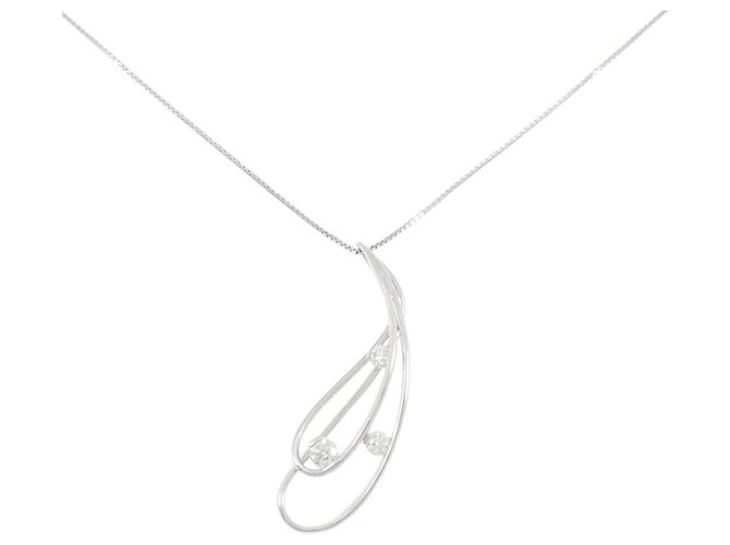 Autre Marque Collar de oro blanco Au750 con diamantes Plata