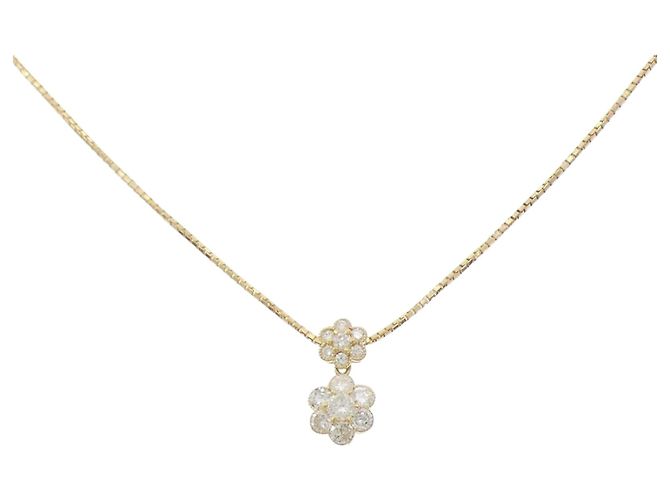 Autre Marque Colar Au750 Flor e Diamantes Dourado