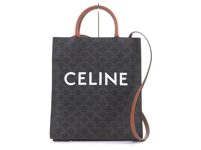 Céline Sac cabas CELINE Vertical hippopotamus Triomphe Canvas Marron Marron foncé