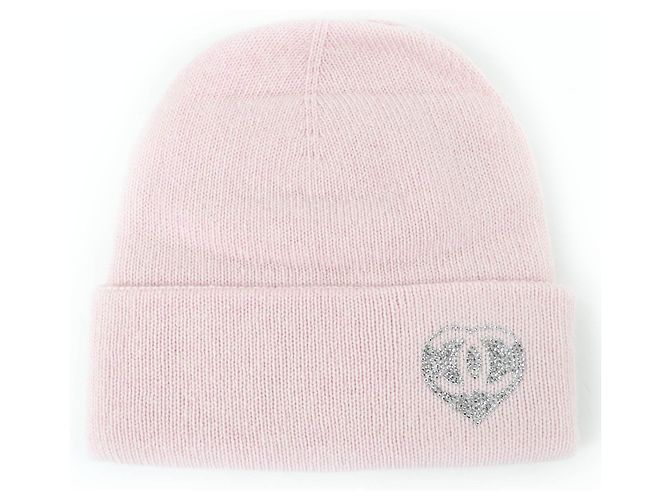 Chanel COCO Mark Heart Kaschmir-Strickmütze Pink