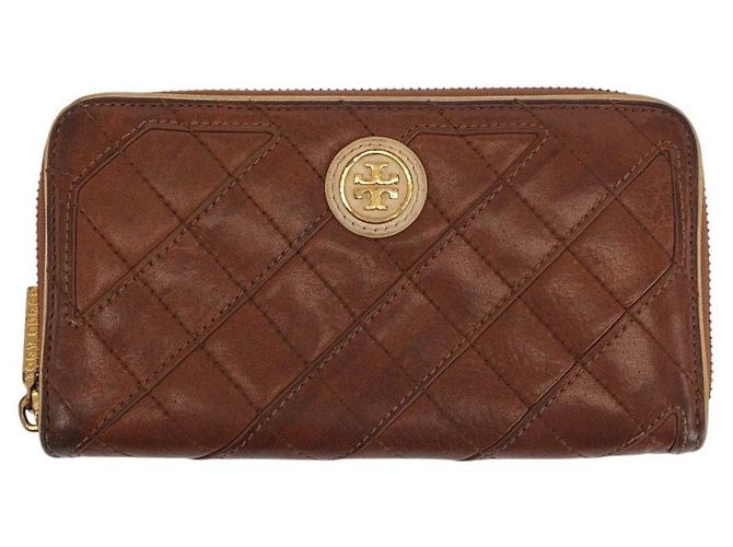 Carteira Longa de Couro Tory Burch Marrom