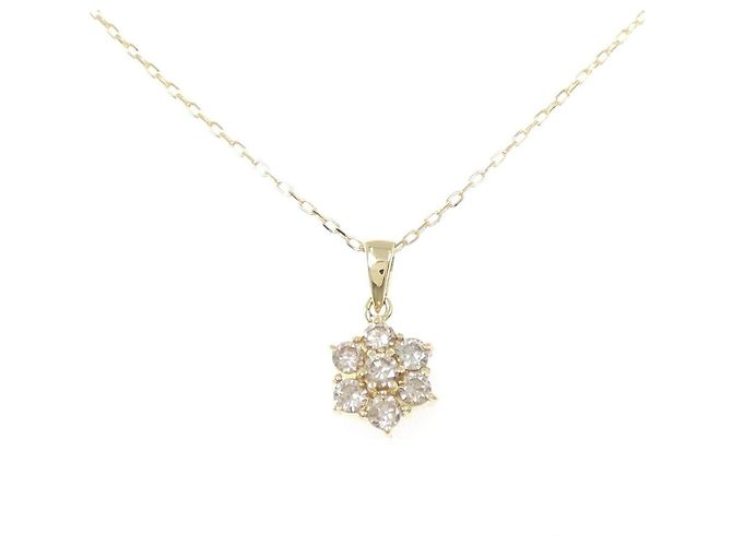 Autre Marque Colar Au750 Flor e Diamantes Dourado