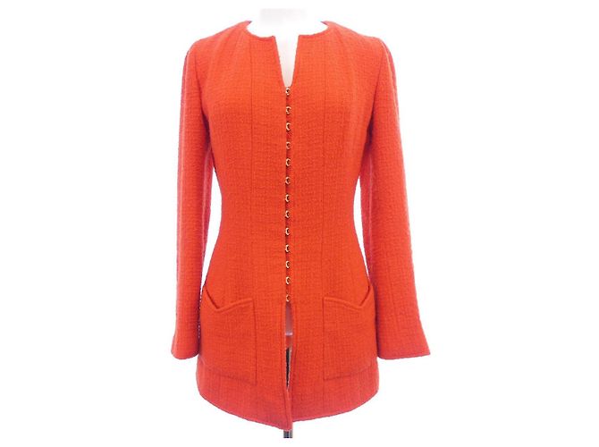 Giacca senza colletto Chanel Rosso