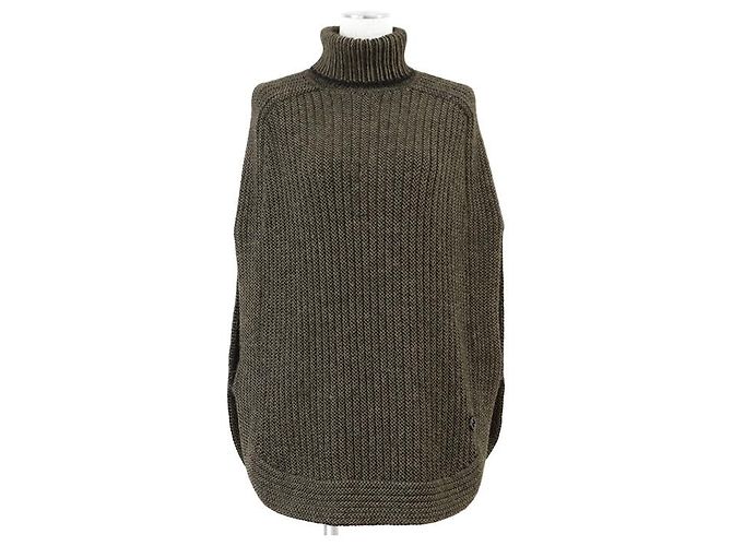 Poncho in maglia di lana alpaca Gucci Verde