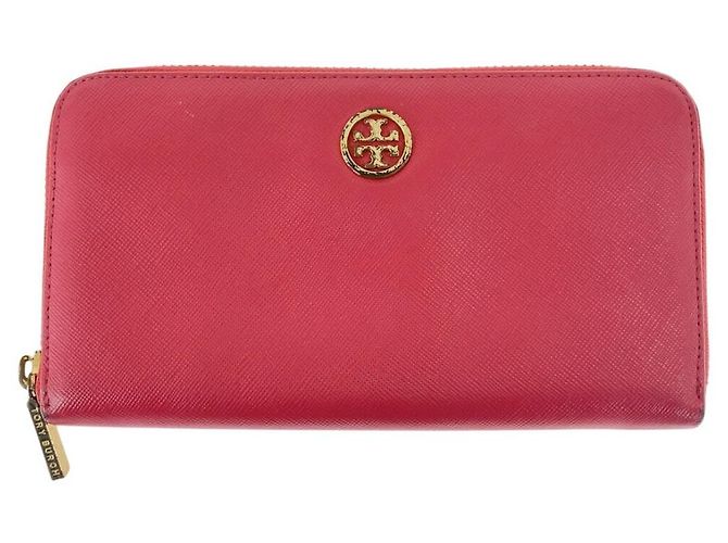 Cartera larga de piel Tory Burch Rosa