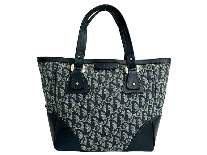 Autre Marque Bolsa de couro e lona Trotter Christian Dior Azul Azul marinho