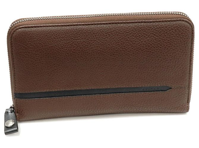 Bulgari BVLGARI Octo Calf Leather Long Zip Wallet Brown